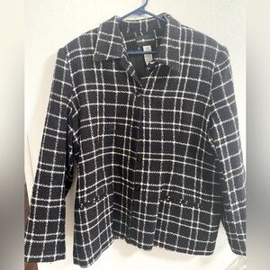 Sag Harbor Womens Tweed Front button Jacket Blazer Coat  Black Size 18